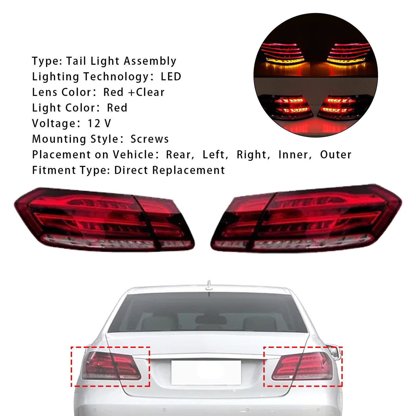 2013-2015 Mercedes-Benz CLASSE E W212 BERLINA FACELIFT 4 pezzi fanale posteriore a LED luce freno