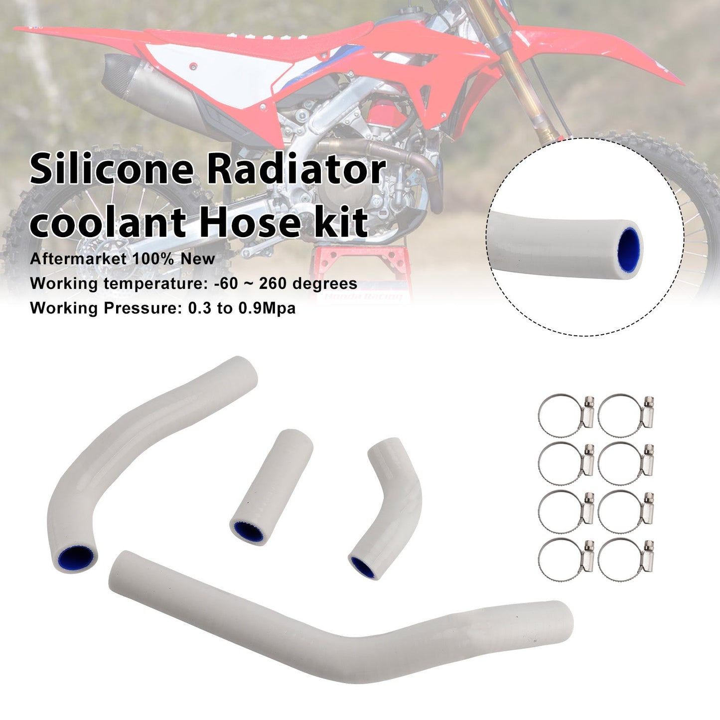 Kit di tubi flessibili in silicone per il liquido di raffreddamento del radiatore, compatibile con Honda CRF450R RX RWE 21-25