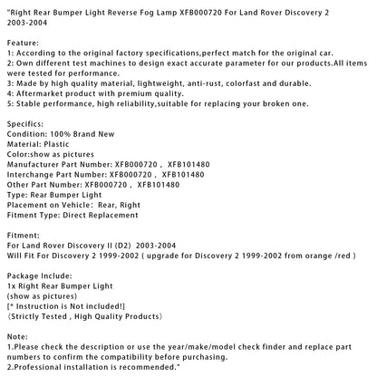 Luce paraurti posteriore destra Land Rover Discovery 2 2003-2004, luce fendinebbia di retromarcia