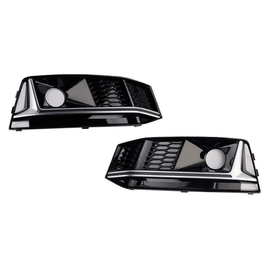 Griglia fendinebbia paraurti anteriore cromata nera (2 pezzi) per Audi A4 B9 S4 2016-2019 (2 pezzi)