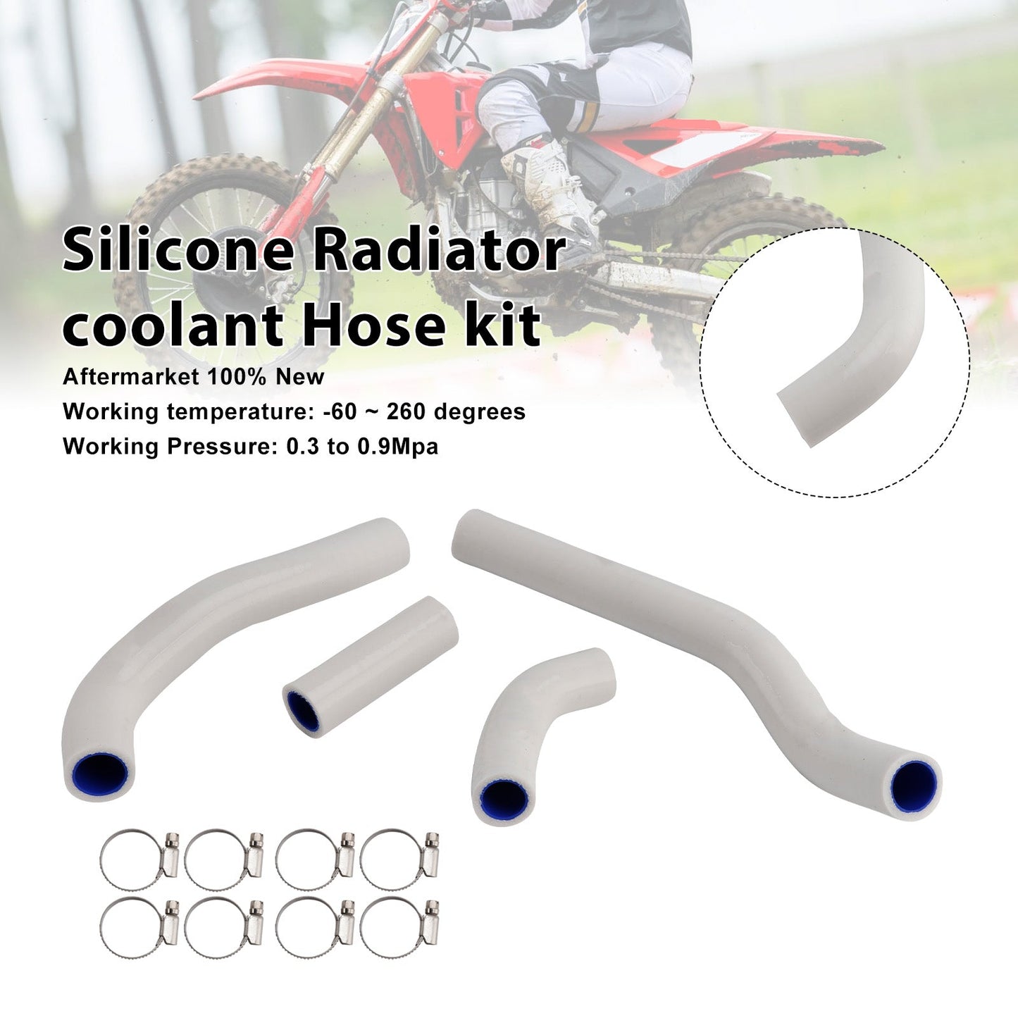 Kit di tubi flessibili in silicone per il liquido di raffreddamento del radiatore, compatibile con Honda CRF450R RX RWE 21-25