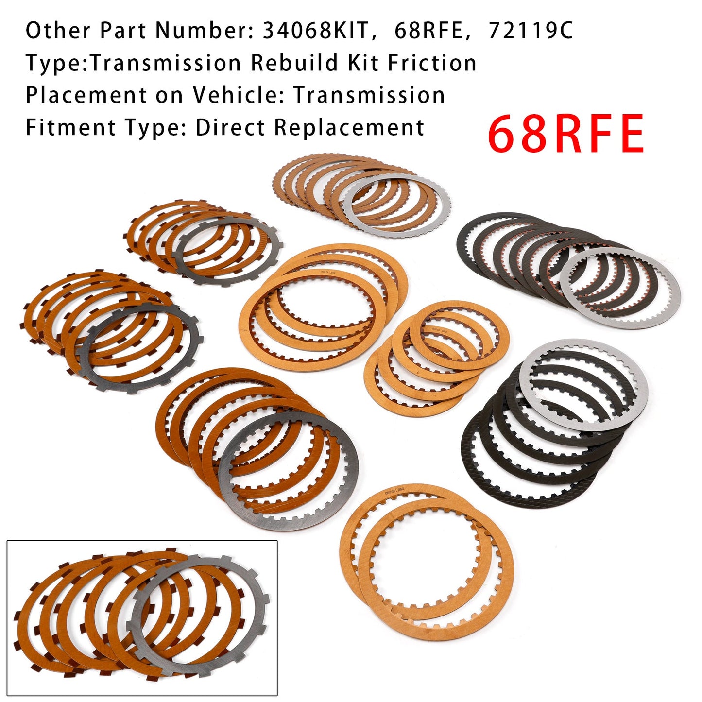 Kit di attrito per la ricostruzione della trasmissione Dodge RAM 6.7L Diesel 68RFE del 2007+