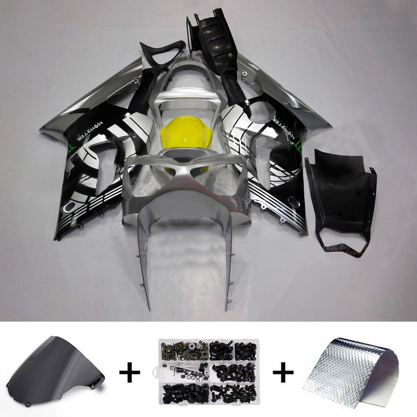 Kit carenatura iniezione in plastica ABS adatto per Kawasaki ZX6R 636 2003-2004