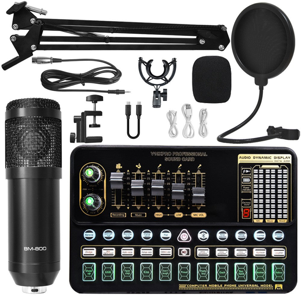 V10 Live Sound Card Set Condensatore M800 Microfono Mobile Karaoke Computer Live Tik Tok Equipment Set