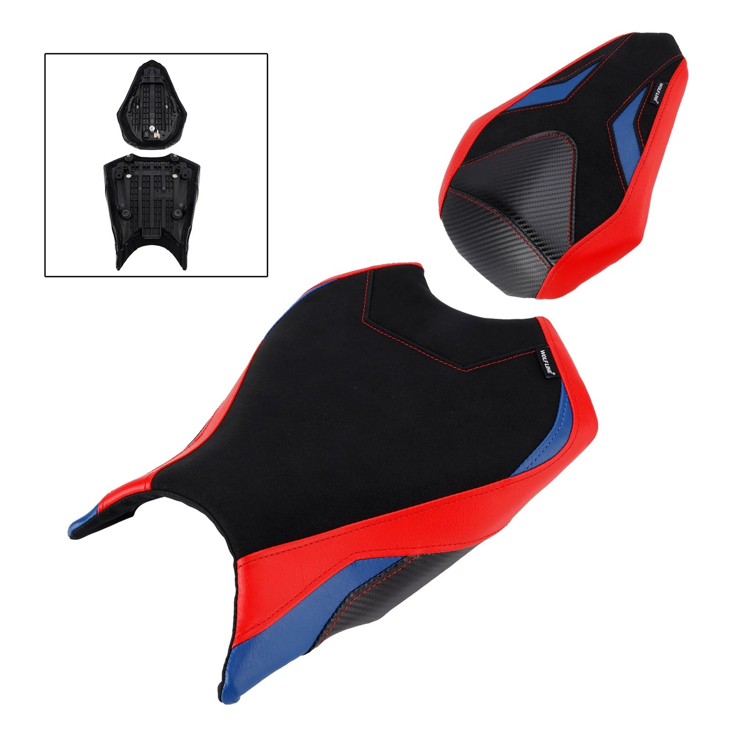 Kit sedile conducente e passeggero per Honda CBR250RR 2017-2024 2023, cuscino posteriore rosso