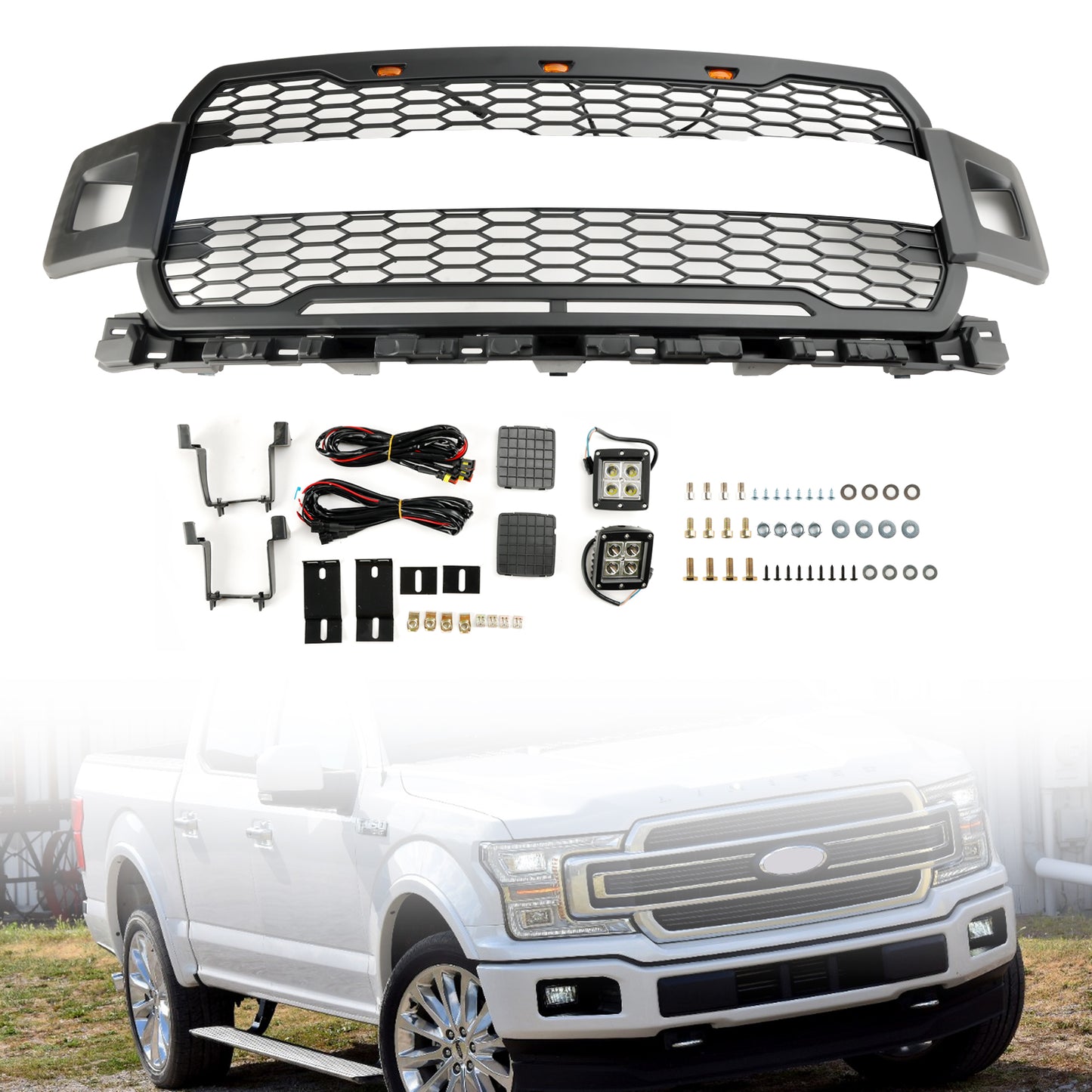 Griglia per paraurti anteriore con LED per Ford F150 2018-2020 Super Duty