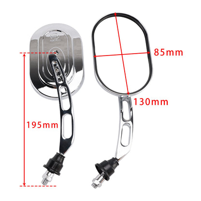 Coppia di specchietti cromati, sinistro e destro, set da 10 mm per moto chopper