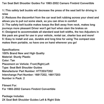 Guide per cintura di sicurezza color marrone chiaro per Camaro Firebird Cabriolet 1993-2002