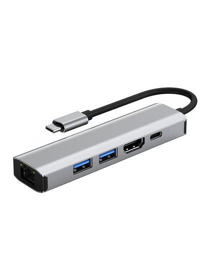 5 in 1 TYPE-C a USB3.0*1+USB2.0*1+PD100W/dati USB-C+HDMI+scheda di rete 100M per iPad
