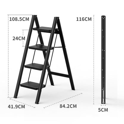 Scala a pioli, 4 livelli, pieghevole, alluminio, larga, leggera, compatta, scala