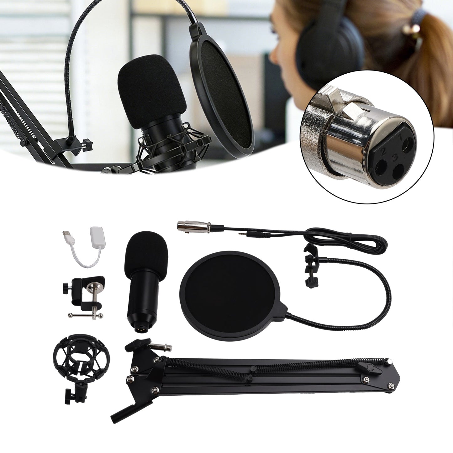 Microfono a condensatore USB BM800 per PC, kit microfono da studio, canto e streaming.
