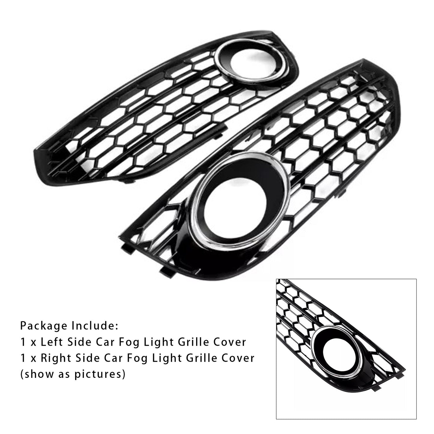 Griglia fendinebbia a nido d'ape per paraurti anteriore Audi A4 Allroad B8 2010-2015 cromata