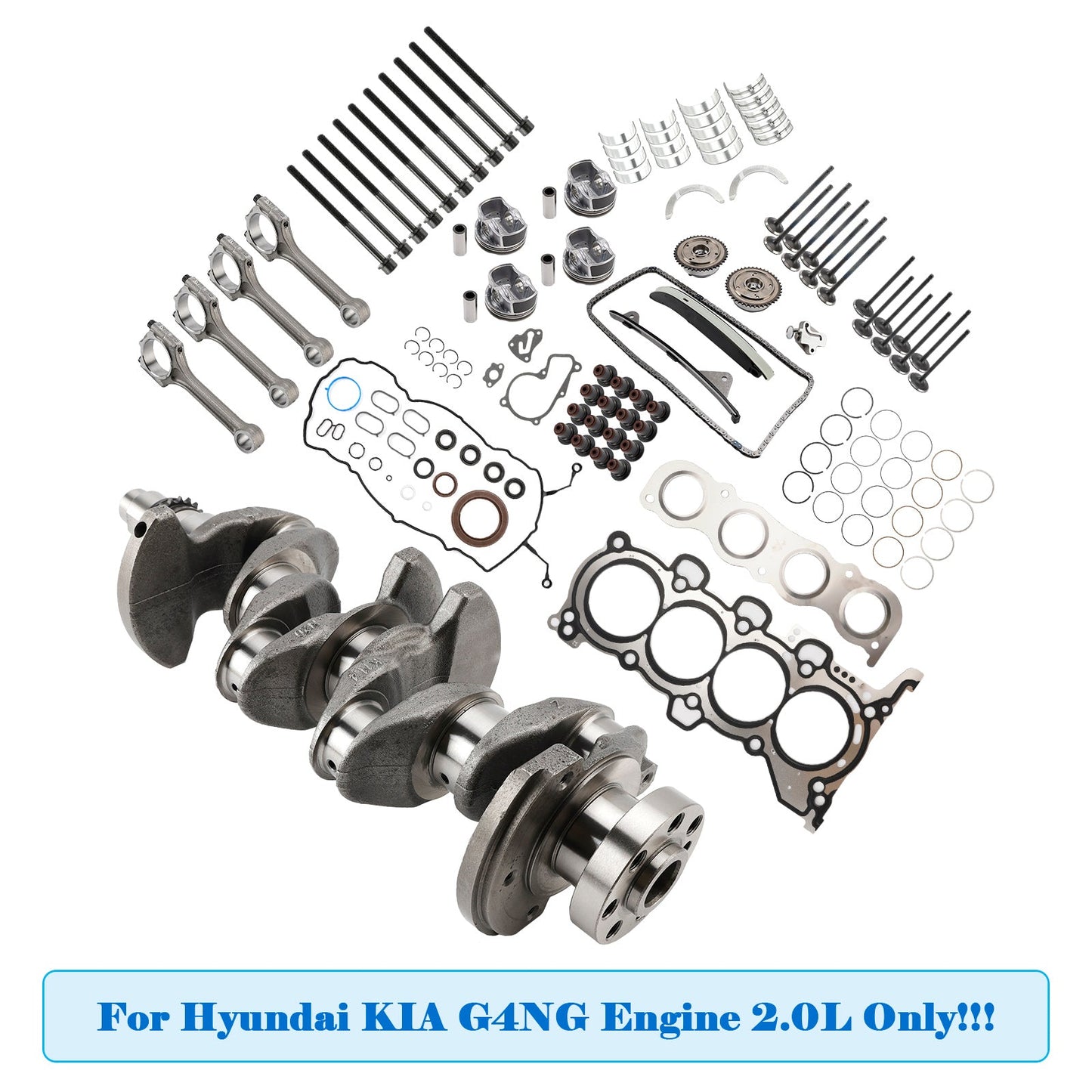 Kit di revisione e ricostruzione del motore Hyundai Kia G4NG 2.0L con fasatura delle bielle dell'albero motore