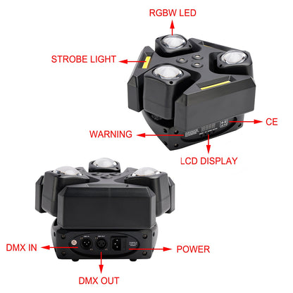 Luce laser rotante RGBW da 150 W per DJ, effetto palco, festa, discoteca, spettacolo, bar