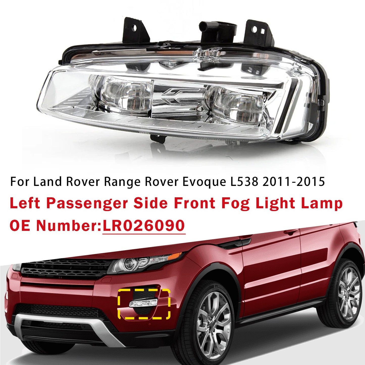 Fendinebbia lato passeggero sinistro LR026090 per Range Rover Evoque L538 2011-15