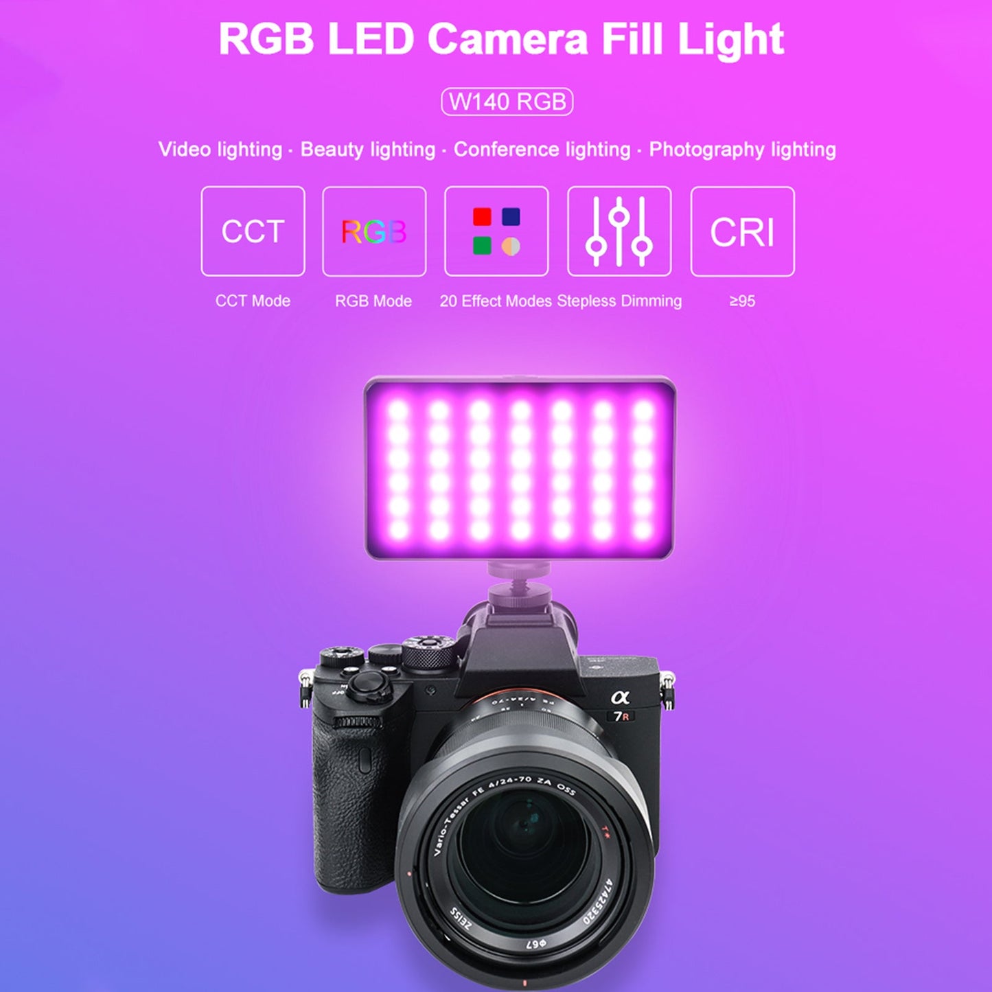 W140 RGB LED Video Light Fill Light Videocamera Cellulare Bellezza dal vivo Esterni