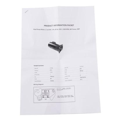 Motore per piscina USQ1252 2,5 CV 230 V flangia quadrata 48Y con kit di guarnizioni PS-200