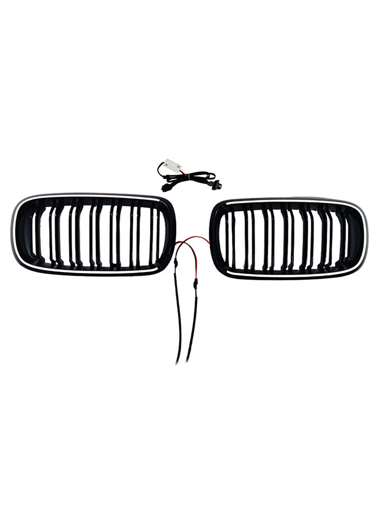 Griglia anteriore a doppio rene con doppia lamella per BMW X5 F15 35d xDrive/35i/35i xDrive/40e xDrive/50i xDrive (2013-2017)