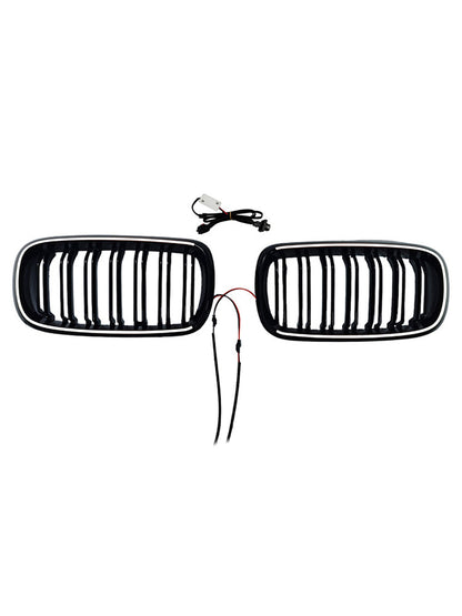 Griglia anteriore a doppio rene con doppia lamella per BMW X5 F15 35d xDrive/35i/35i xDrive/40e xDrive/50i xDrive (2013-2017)