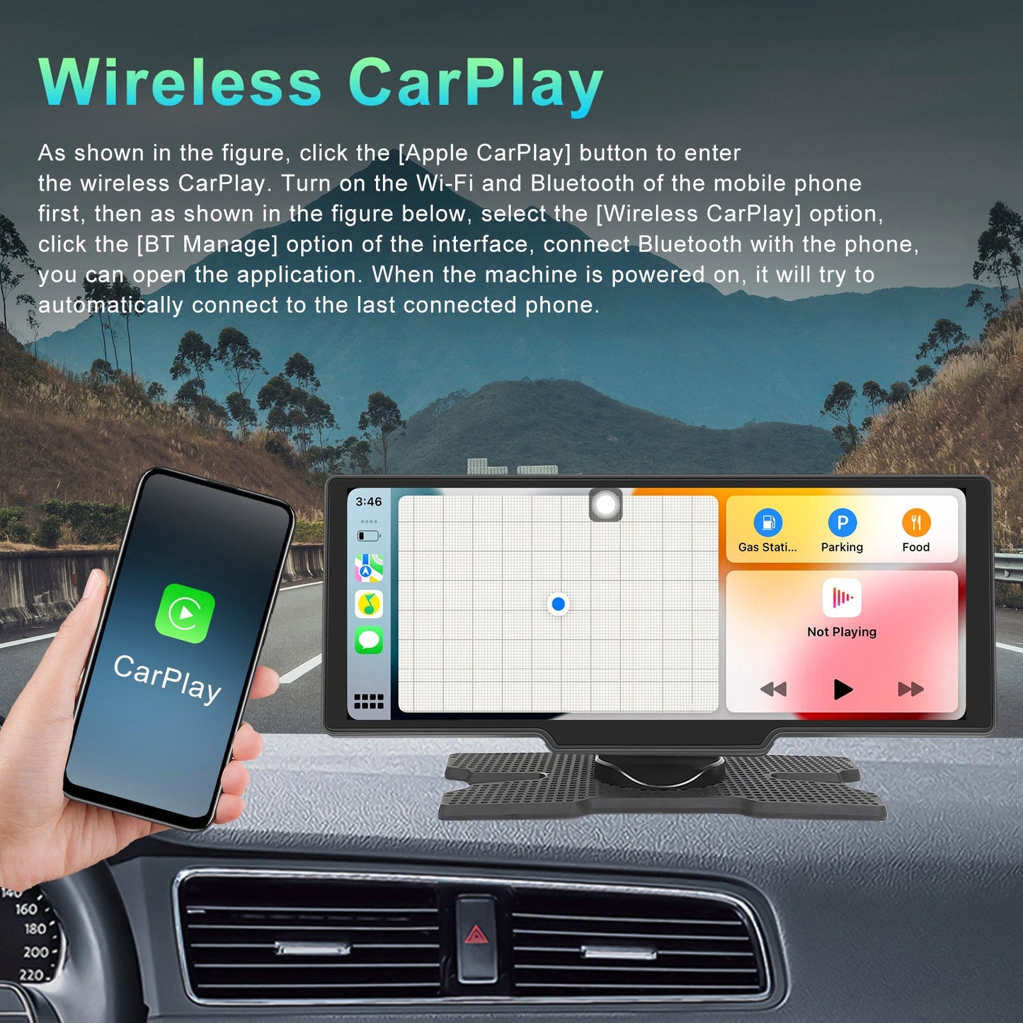 Sistema di navigazione per auto con display HD da 10,26 pollici, CarPlay, macchina all-in-one, telecamera a 12 LED