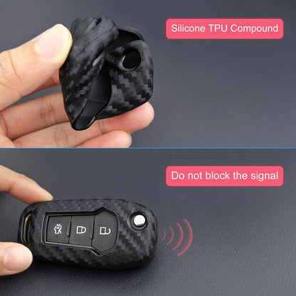 Custodia in pelle e silicone per chiave auto con fibbia per Ford
