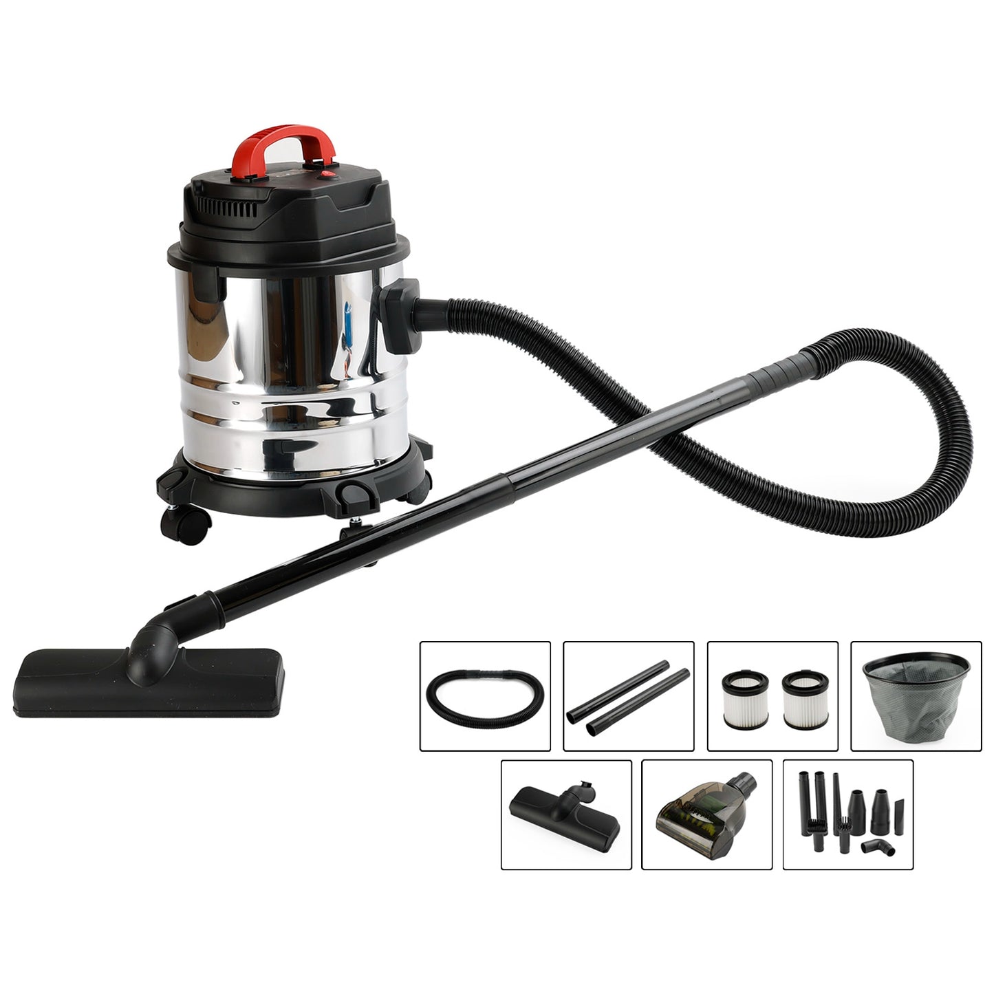 Aspirateur 1800W, aspirateur sec et humide, aspirateur industriel 18L Steel Stainless