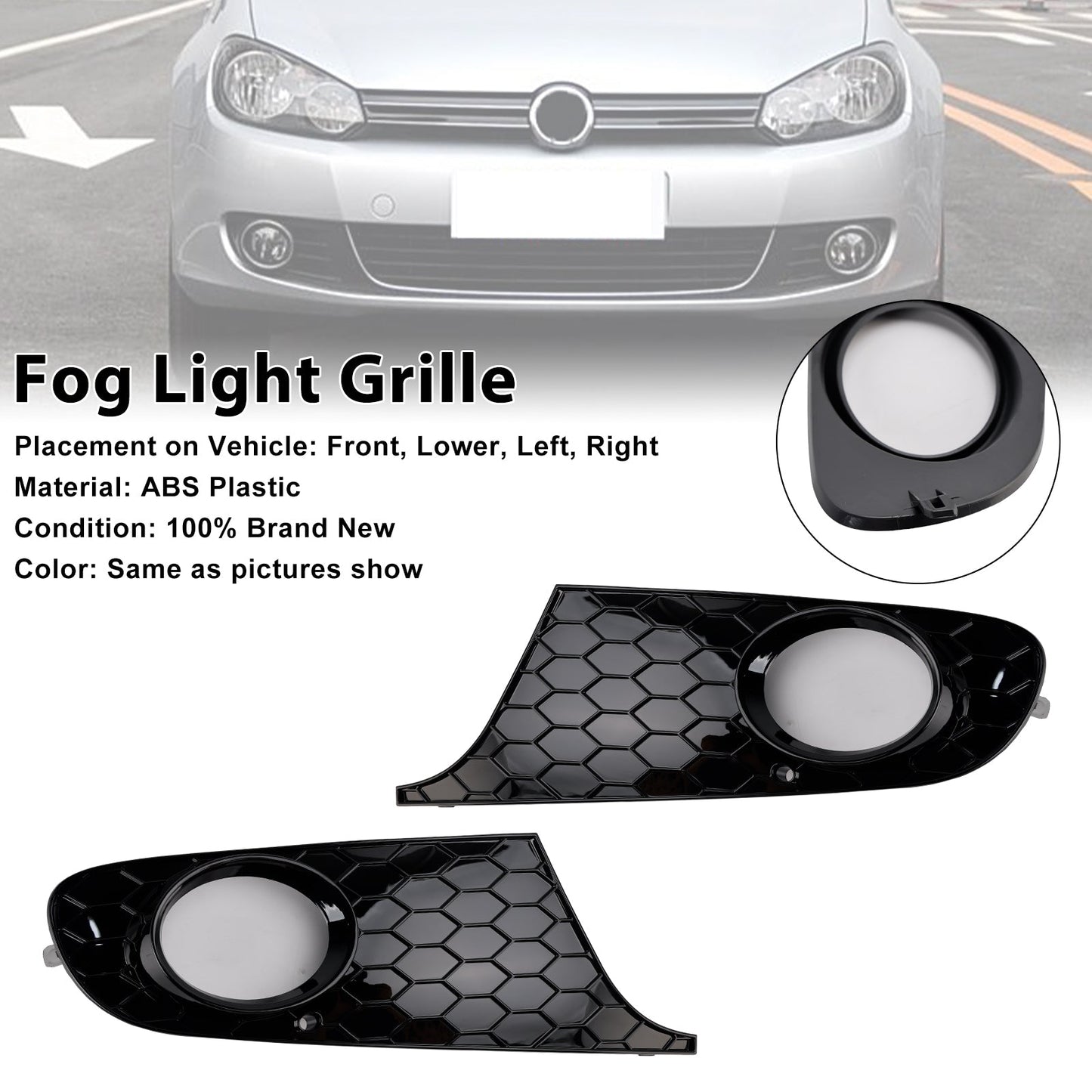 Griglia di copertura fendinebbia 2 pezzi per VW MK6 Golf Jetta 2009-2013 5K0853666