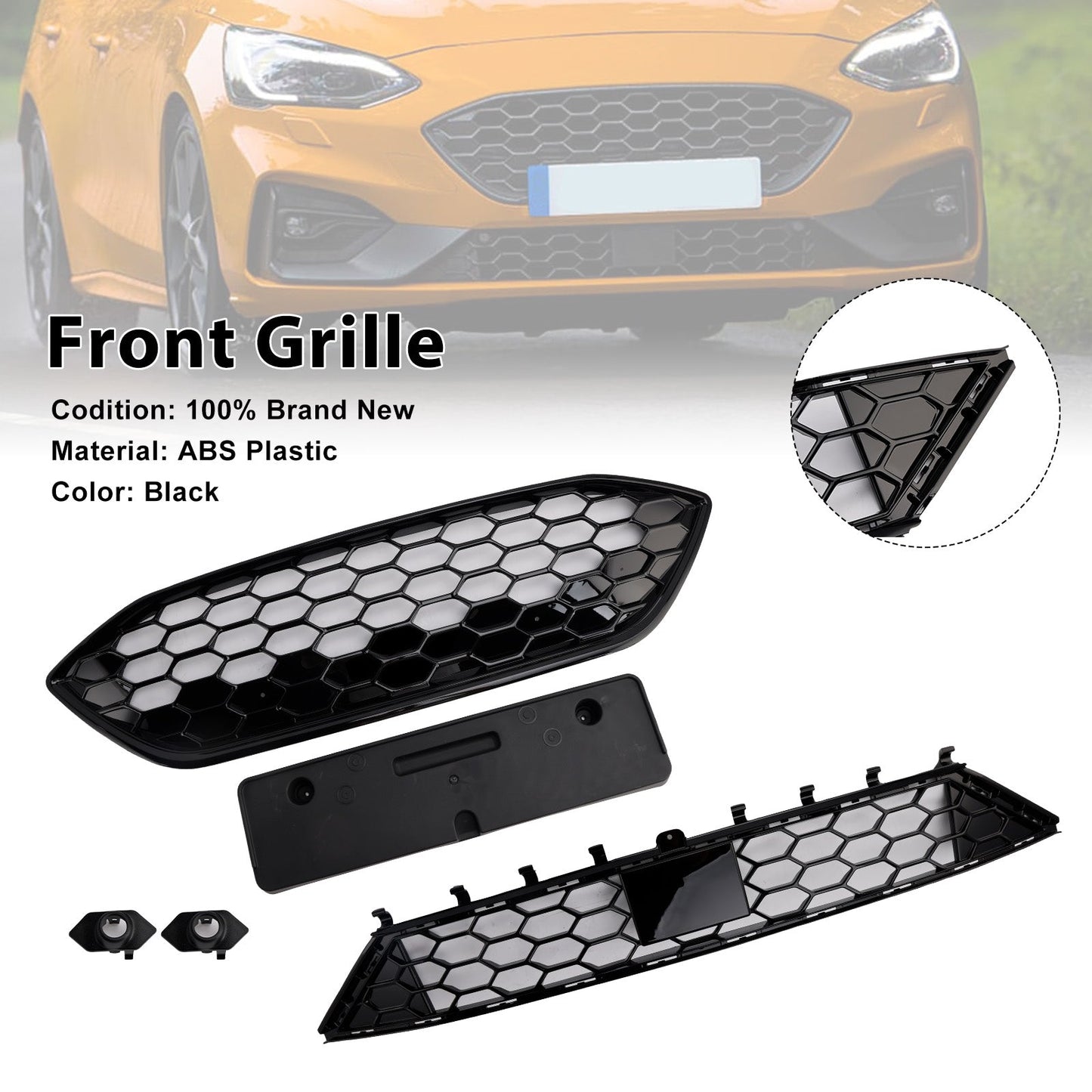 Griglia paraurti anteriore Ford Focus ST + ST Line MK4 2018-2021 nera