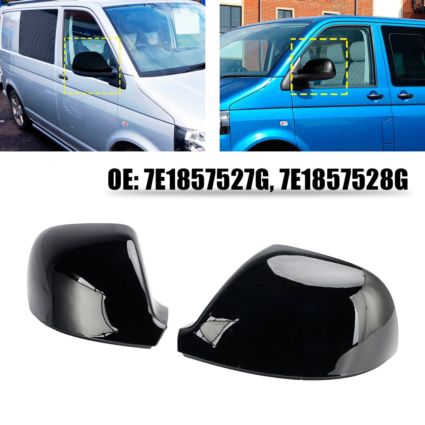 2010-2015 VW T5 Transporter Caravelle Multivan Gloss Black Wing specchietto retrovisore sinistro + destro