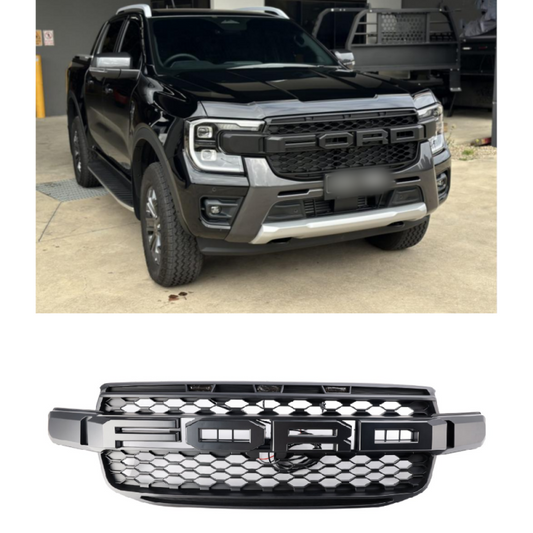 Griglia paraurti anteriore nera con luce LED bianca per Ford Ranger Everest Next Gen T9 2023-2024