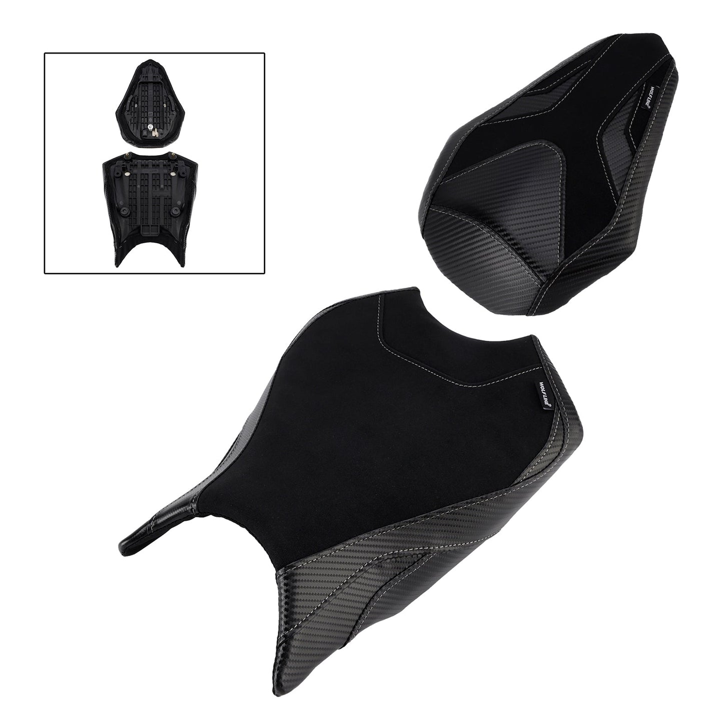 Kit cuscini passeggero anteriori e posteriori Raider per Honda CBR250RR 2017-2024 2023, colore nero