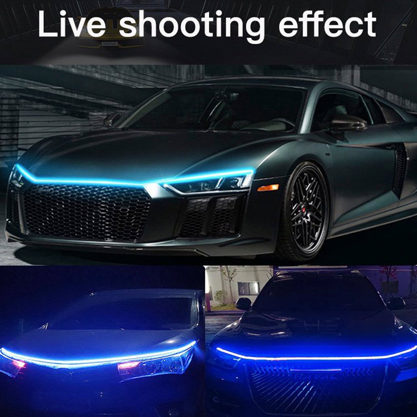 Striscia di luci diurne a LED per cofano auto con avvio dinamico flessibile della scansione