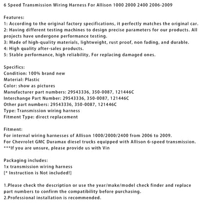 Cablaggio Cambio 6 Marce Per Allison 1000 2000 2400 2006-2009