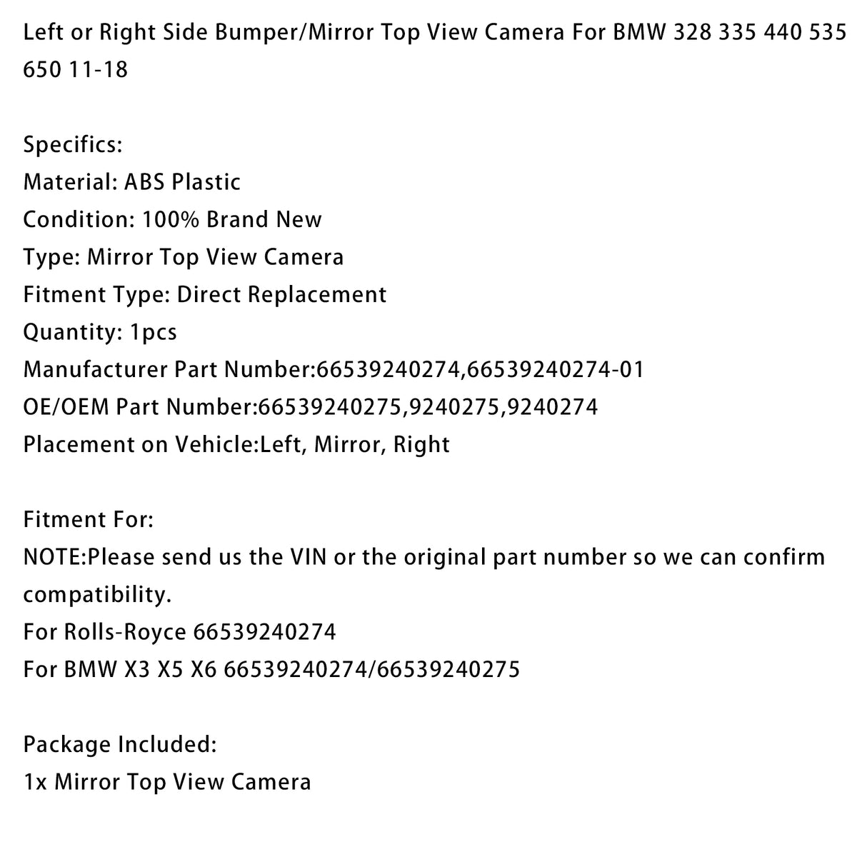 Telecamera posteriore per la retromarcia Per BMW 328 335 440 535 650 11-18