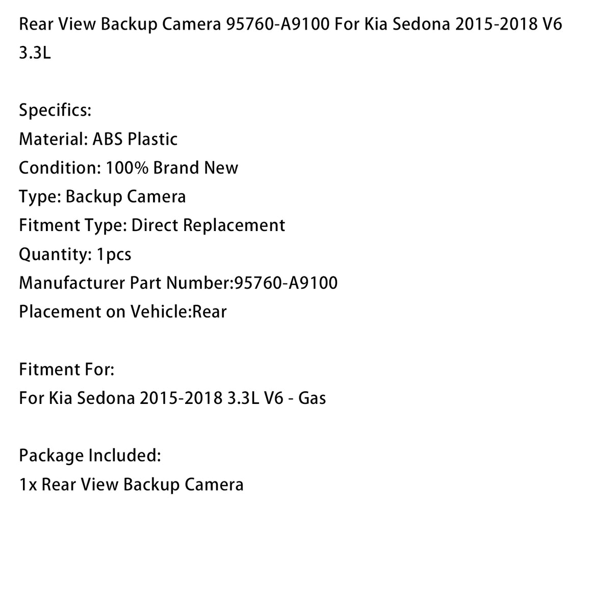 Telecamera posteriore per la retromarcia 95760-A9100 Per Kia Sedona V6 3.3L 15-18
