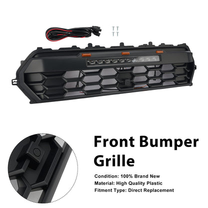 Black Front Bumper Grille Grill Per Toyota Tacoma 2024+ With Led & Light Bar