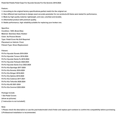 Set Pedali Pedali Copripedali Per Hyundai Sonata Per Kia Sorento 2016-2024