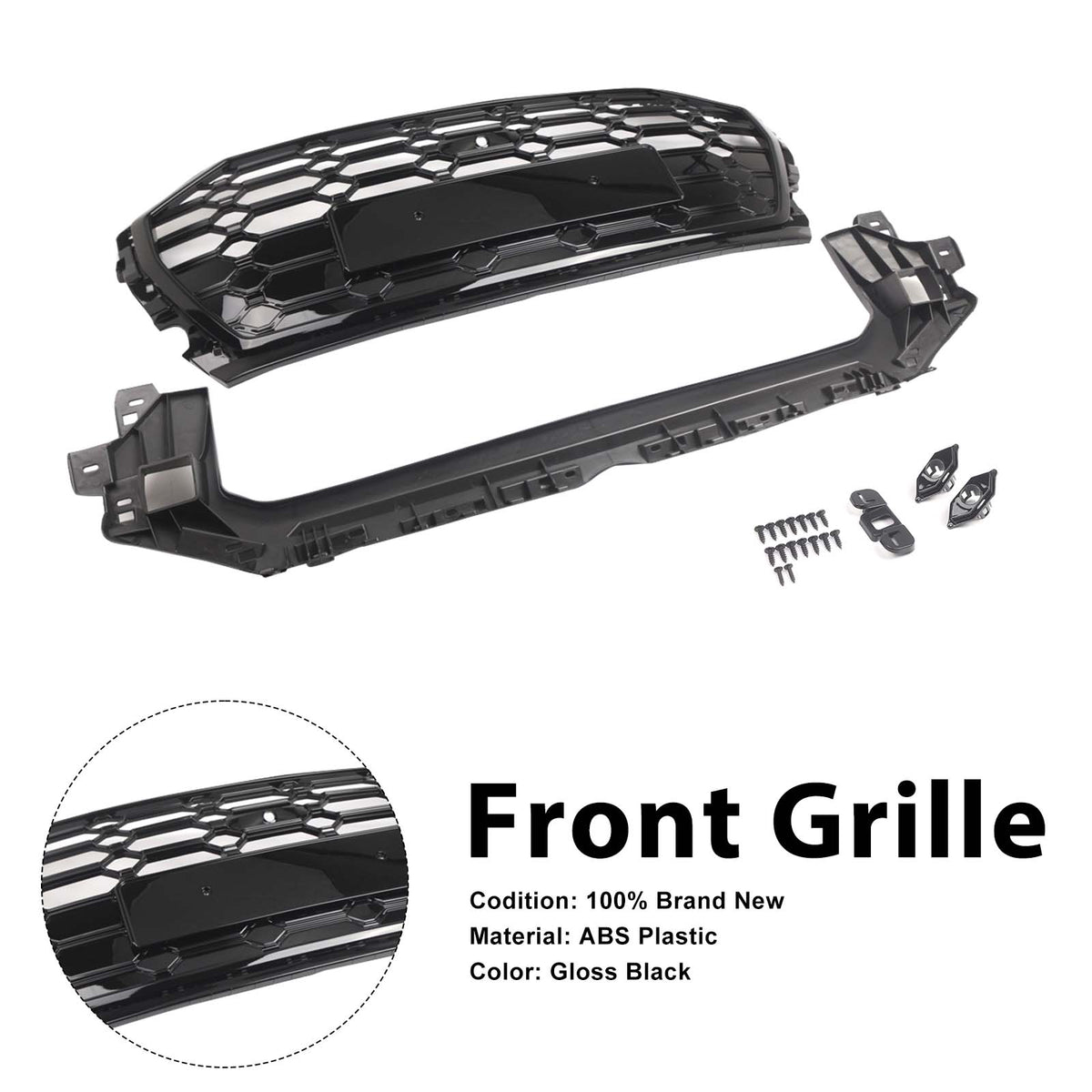 RSQ5 Style Front Honeycomb Mesh Grille Grill Per Audi Q5 SQ5 2021-2025