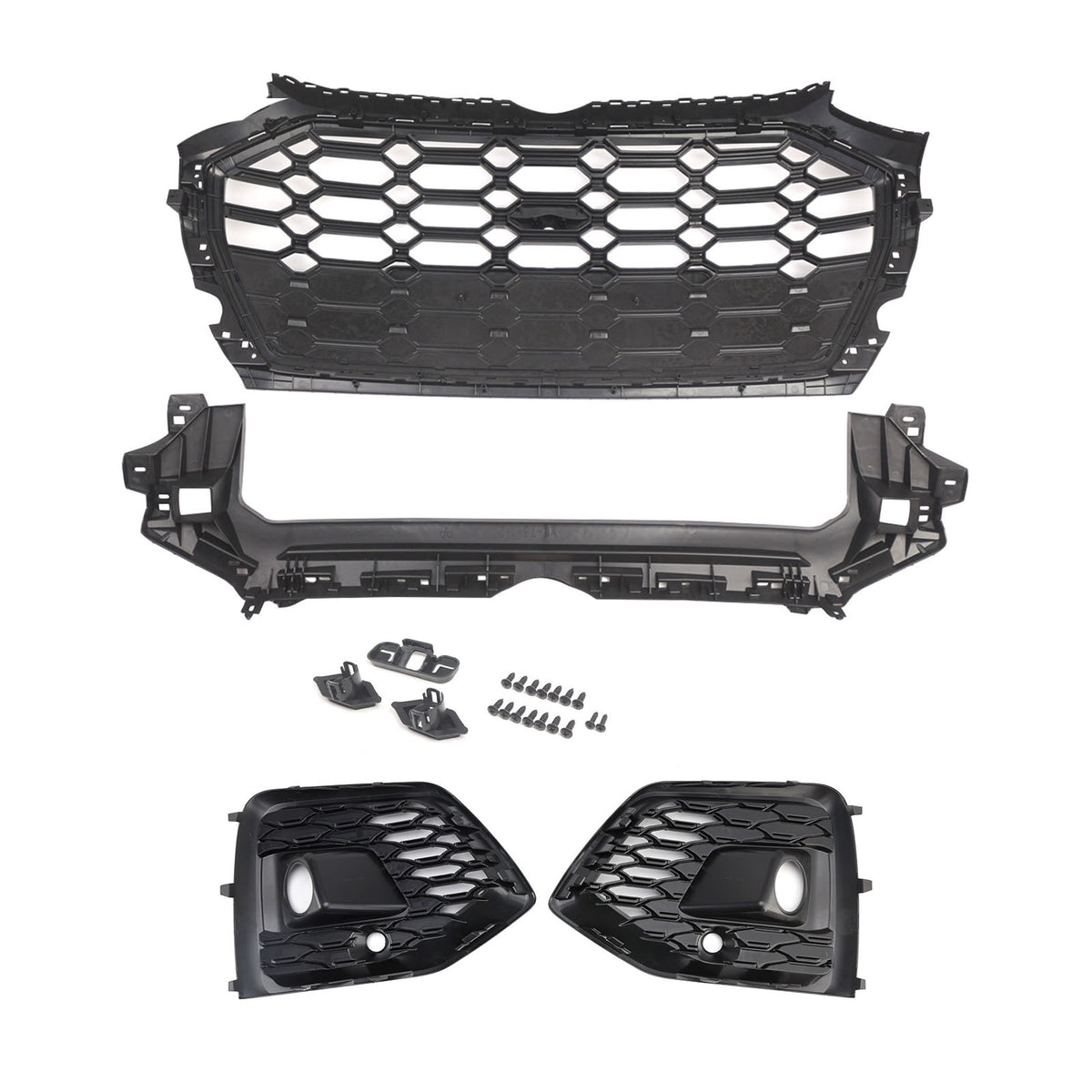 Front Bumper Grille Honeycomb Grille & Fog Light Cover Per Audi Q5 2021-2025
