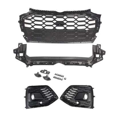 Front Bumper Grille Honeycomb Grille & Fog Light Cover Per Audi Q5 2021-2025