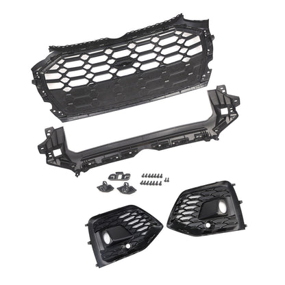 Front Bumper Grille Honeycomb Grille & Fog Light Cover Per Audi Q5 2021-2025