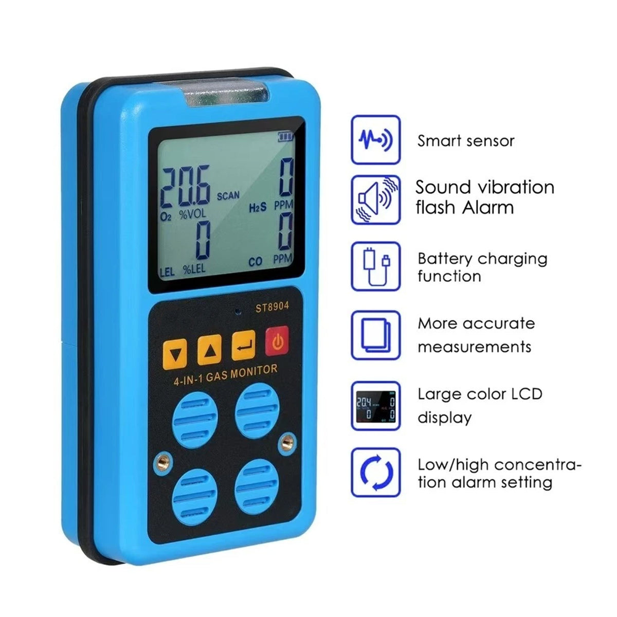 Monitor Multigass 4In1 Per Co H2S E O2 Tester Di Gas Ad Alta Sensibilità ST8904