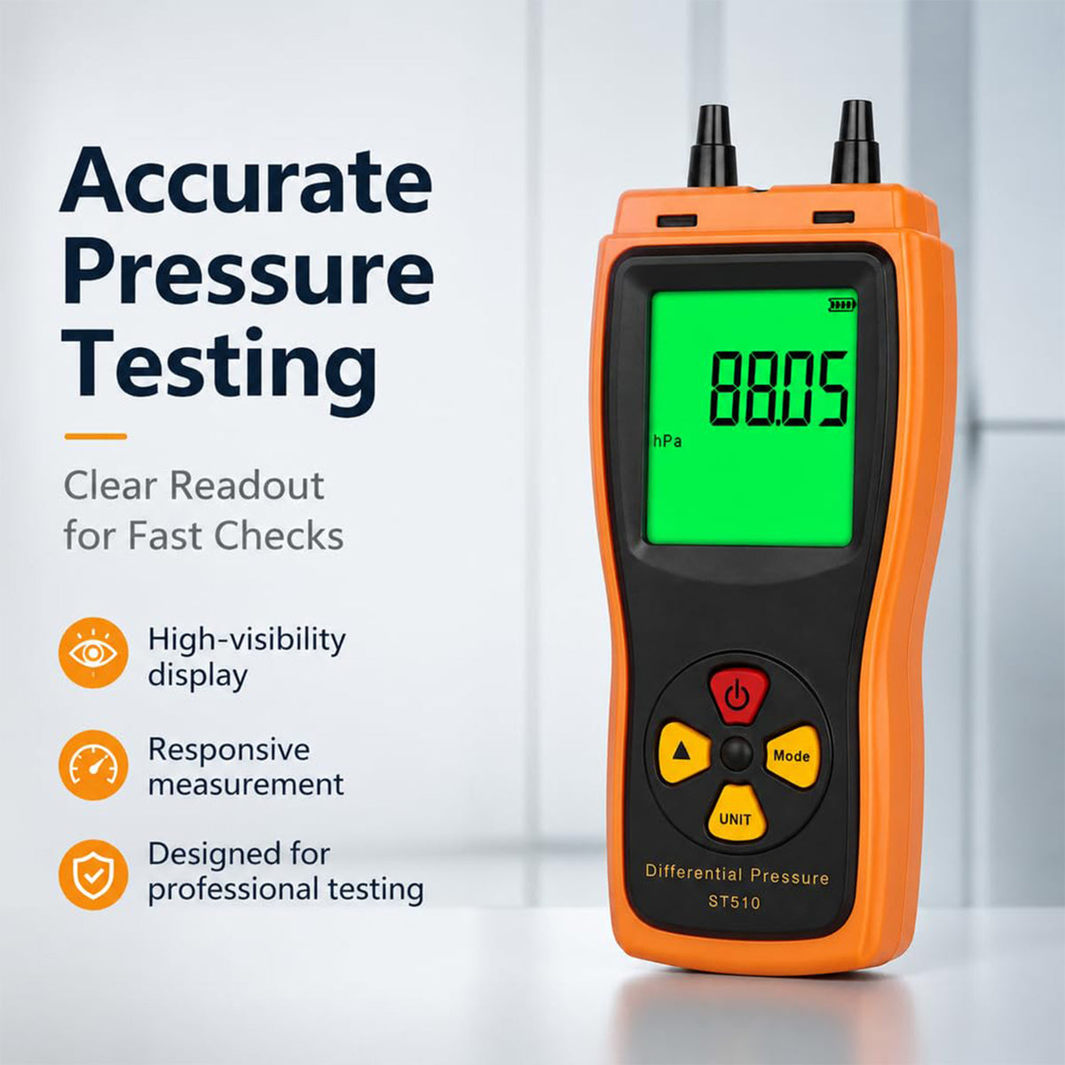 ST510 Per Bassa Pressione Misuratore Di Pressione Dell'Aria Preciso 0~100Hpa