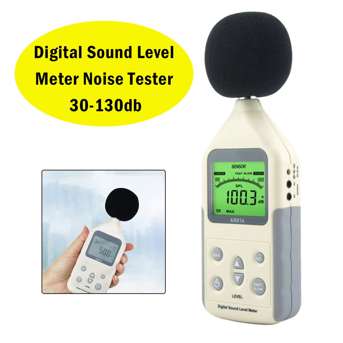 Fonometro Digitale AR814 Misuratore Di Rumore 30-130 Db