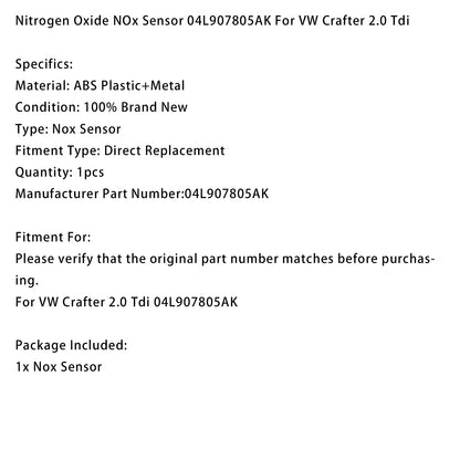 Nitrogen Oxide NOx Sensor 04L907805AK Per VW Crafter 2.0 Tdi