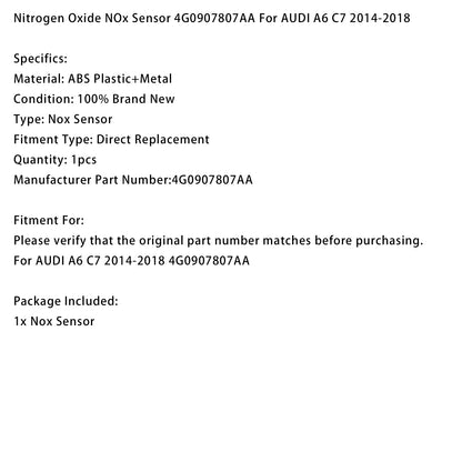 Sensore di ossidi di azoto NOx 4G0907807AA Per AUDI A6 C7 2014-2018