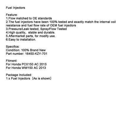 Iniettori carburante 16450-KZY-701 per Honda PCX150 WW150 2013 16450KZY701