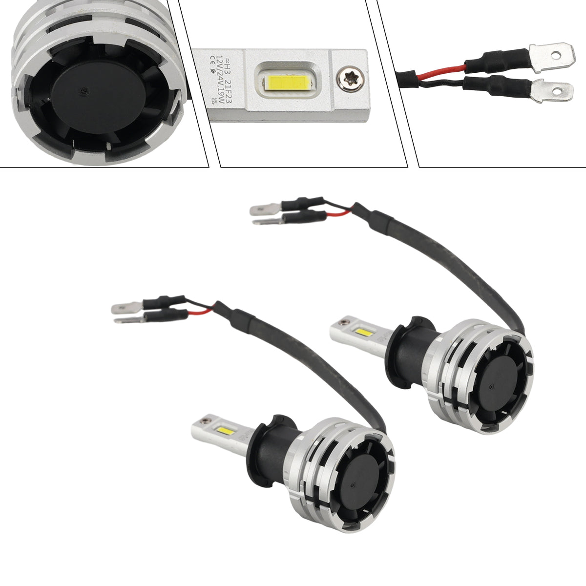 Kit Lampada LED Faro Bi-luce H3 12V 24W 6500K Raffreddata Ventola Per HELLA