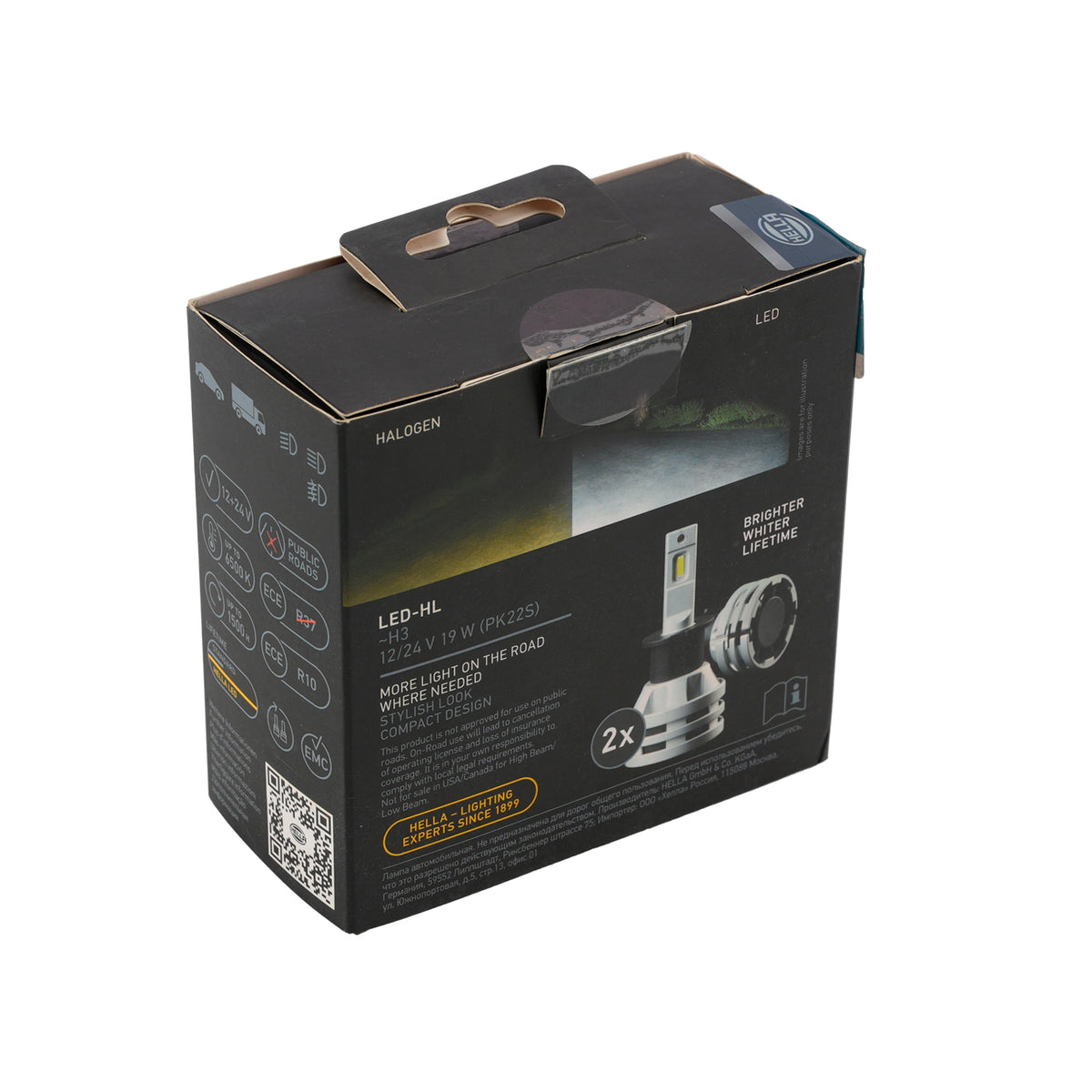 Kit Lampada LED Faro Bi-luce H3 12V 24W 6500K Raffreddata Ventola Per HELLA