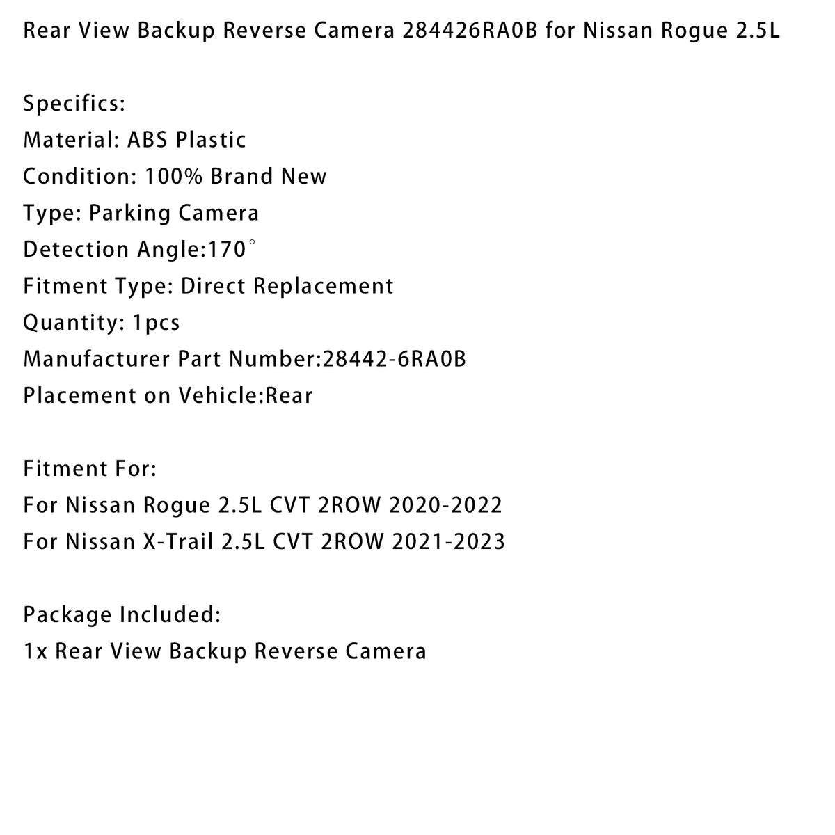 Telecamera posteriore per la retromarcia Per Nissan Rogue 2.5L 2020-2022